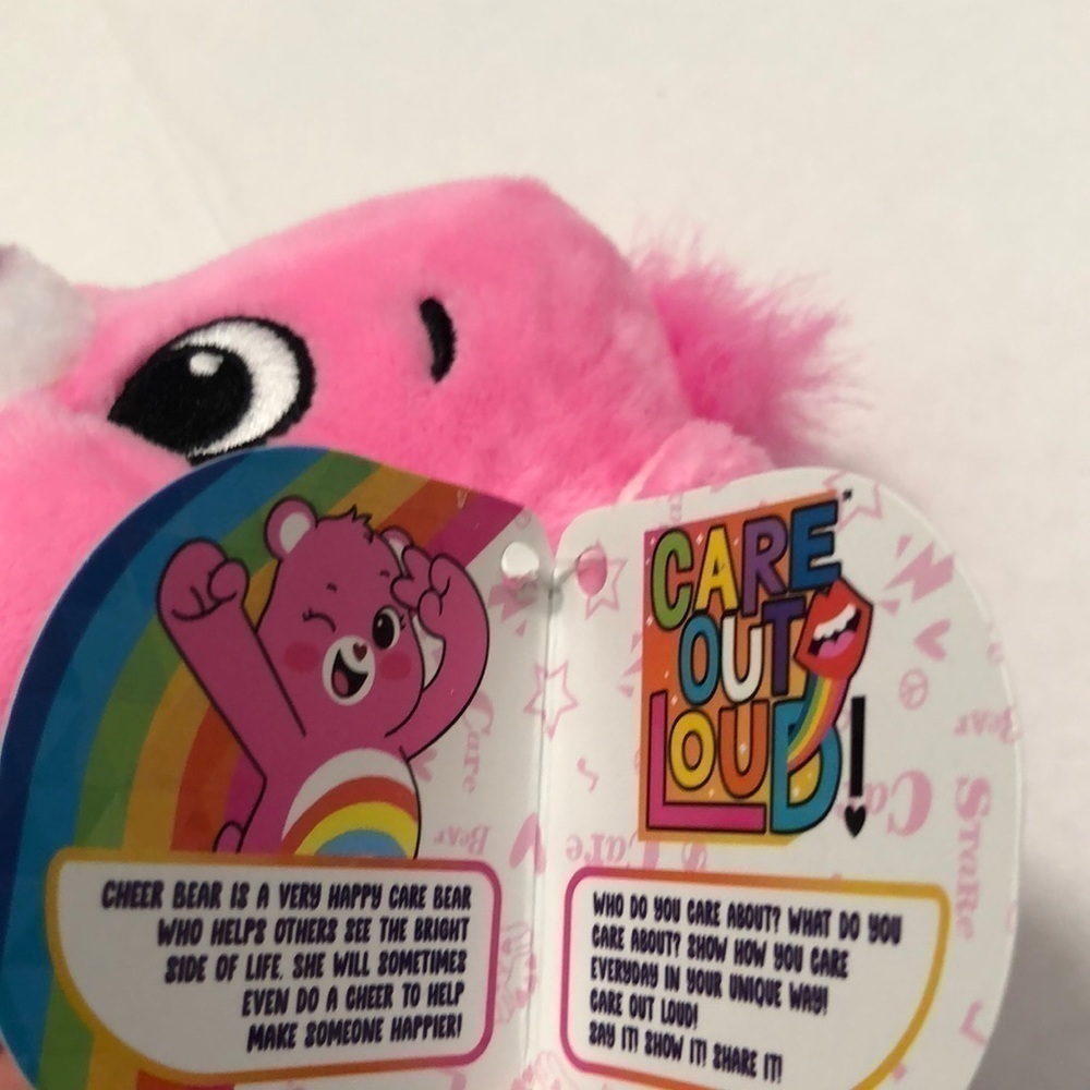 Care Bears Rainbow Bear in pink with hearts on hands and feet and ear tag - Picture 6 of 8